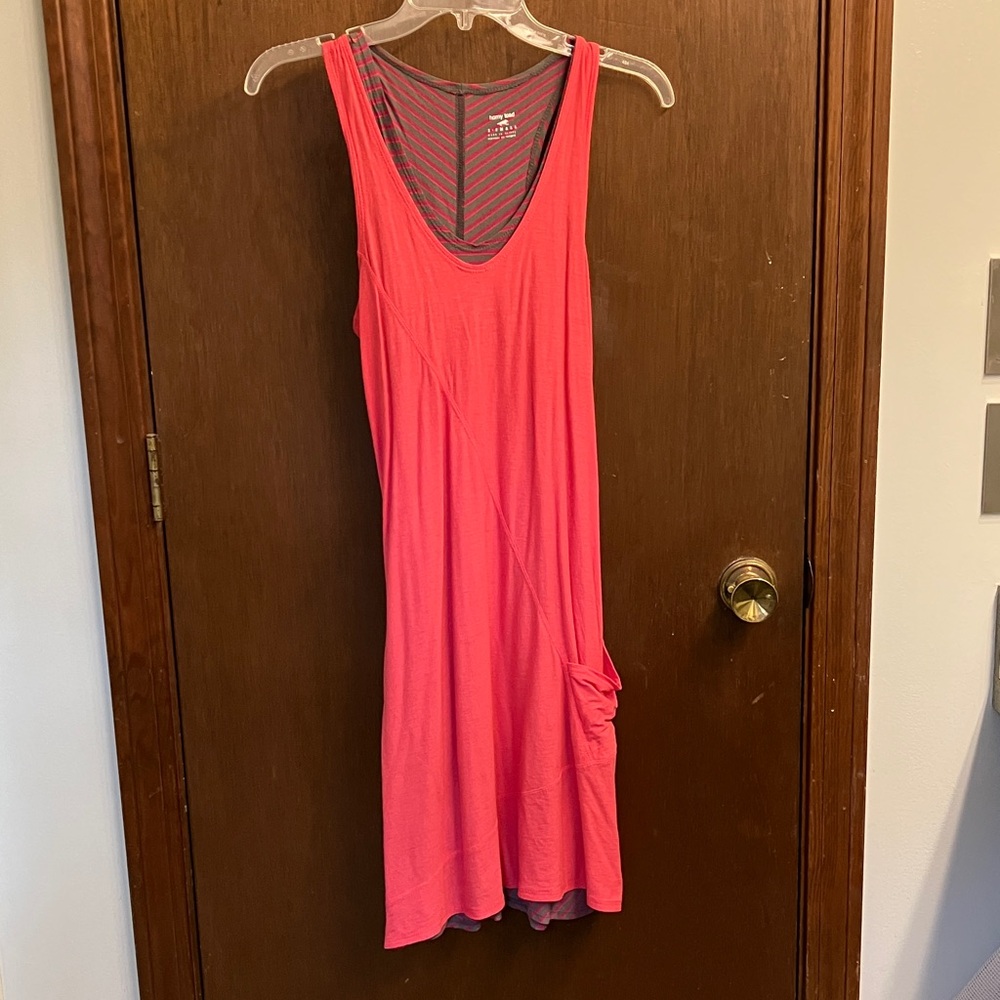 Horny Toad Gray and Pink Striped 2-Piece Dress with Pocket